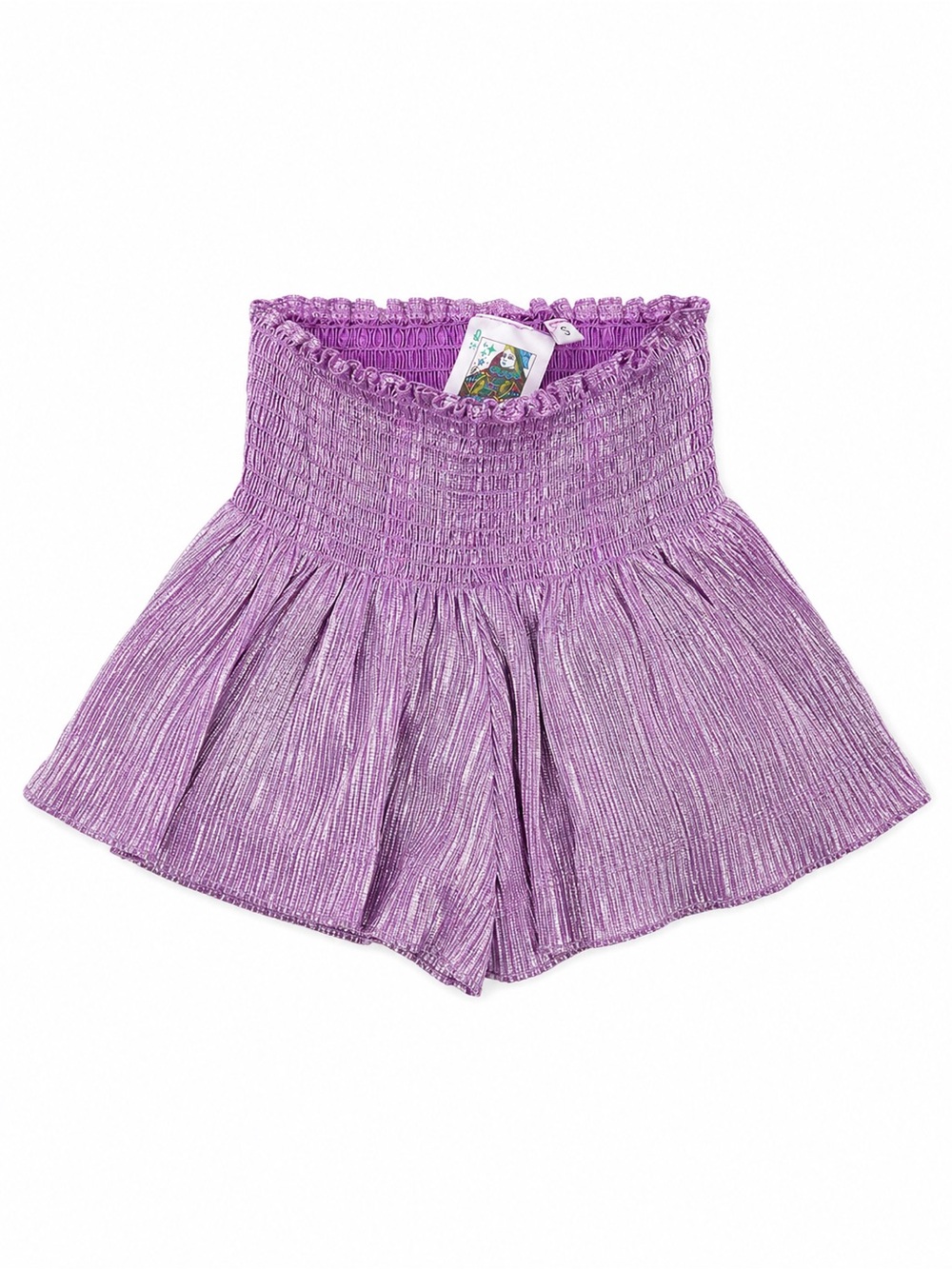 Queen of Sparkles Purple & Silver Metallic Smocked Flowy Shorts Size S EUC